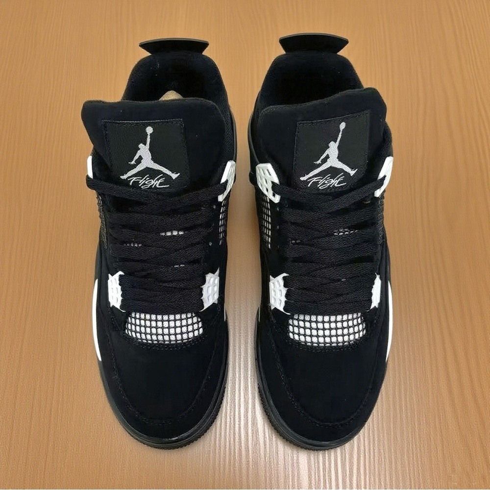 Air Jordan 4 Retro ‘White Thunder’ -Men's Black/White Athletic Sneakers Shoes - Picture 2 of 6